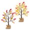 2Pcs 2FT Artificial Lighted Maple Tree With 24Pcs Warm White LED Beads 6Hrs Timer Battery Powered Artificial Fall Tree Tabletop Indoor Outdoor Fall Decoration Autumn Wedding Party Harvest